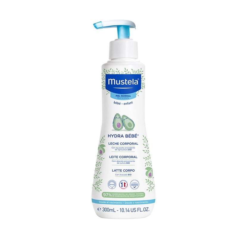 Mustela Hydra Lait Bébé à la Perséose d'Avocat BIO & Vitamine E – Lait Corps 97% naturel, hydrate et adoucit la peau – Bébé, Enf
