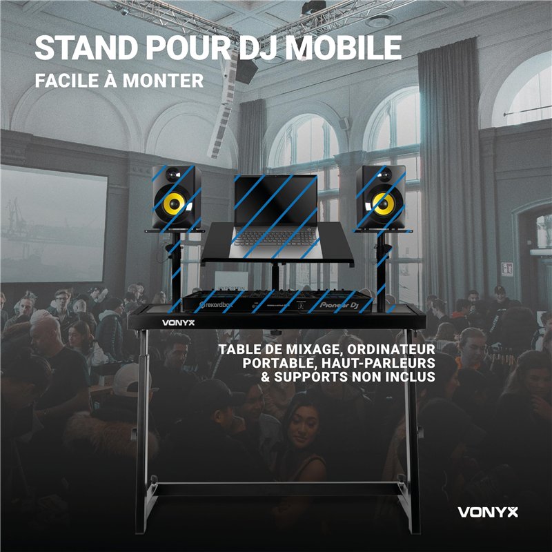 Image secondaire de Vonyx Pied Support pour DJ, Indispensable pour Tous les DJ, Deck Réglable, Facile à Monter, Très Résistant, Idéal pour Tables de
