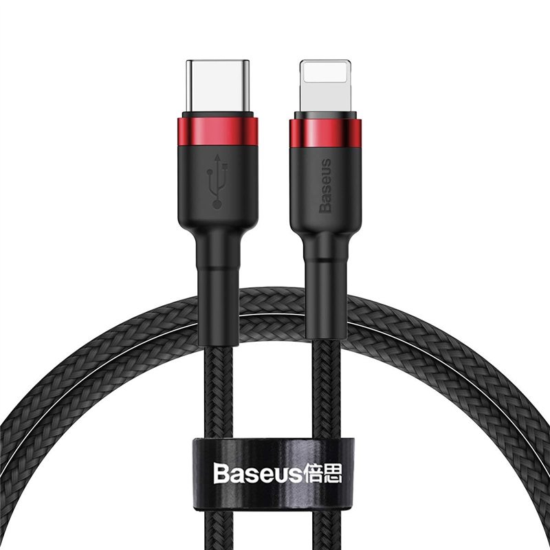 Cable+Baseus+Cafule+USB+Type+C+-+Lightning+M%2FM+1m+%28Noir%2FRouge%29