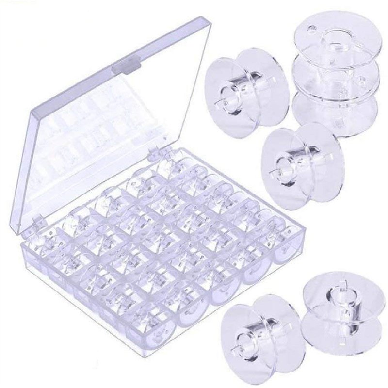 JZK 25 pièces Machine à Coudre bobines pour Brother Janome Singer Elna Babylock Kenmore, Plastique Transparent