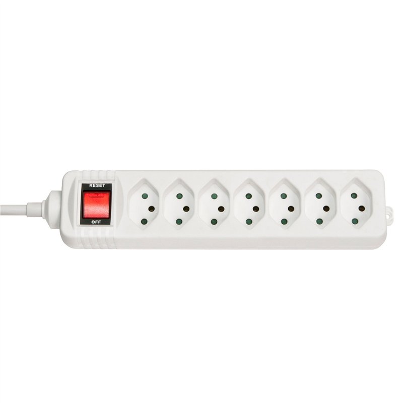 Lindy 73168 Multiprise Suisse avec interrupteur, 7 prises, Blanc
