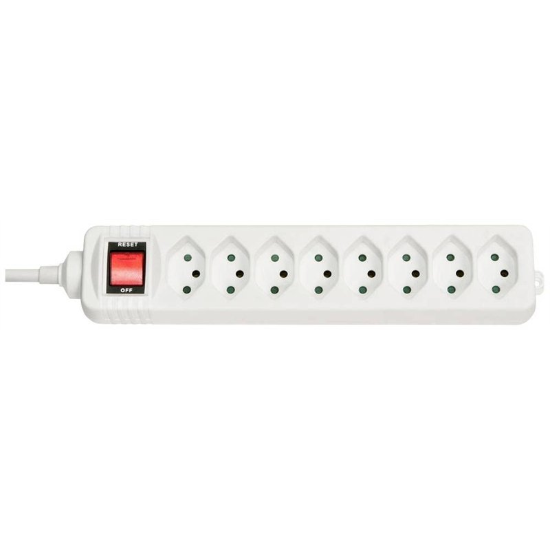 Lindy 73169 Multiprise Suisse 8 prises, avec interrupteur, Blanc