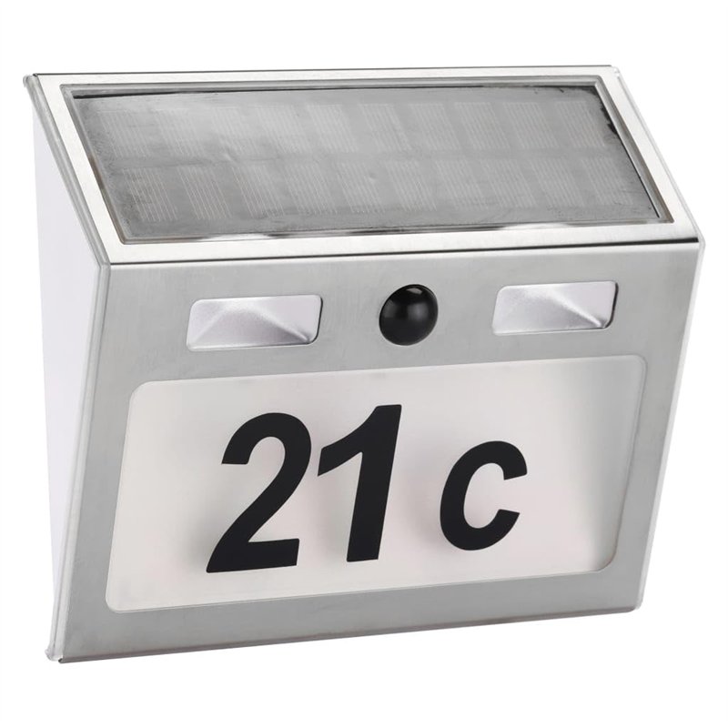 HI Huisnummerlamp solar LED zilverkleurig