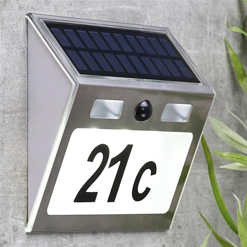 Image secondaire de HI Huisnummerlamp solar LED zilverkleurig