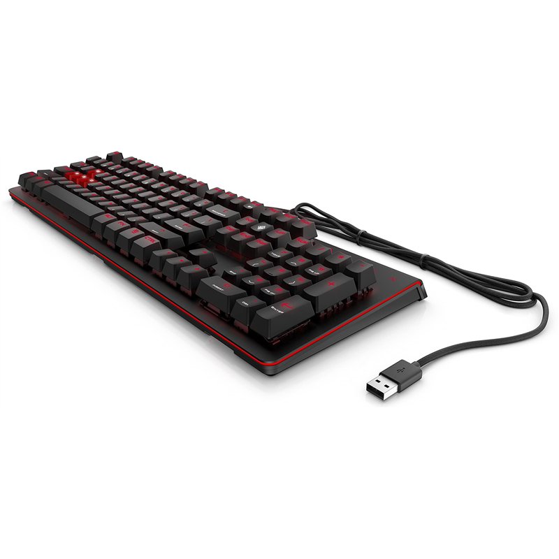 Image secondaire de HP OMEN 1100 - Clavier Mécanique Gaming AZERTY Noir (Filaire - USB, Anti-Ghosting, Switch Cherry MX Blue, Rétroéclairage LED Rou