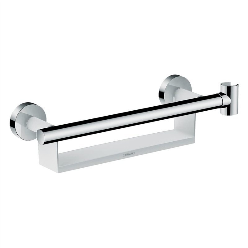 hansgrohe Unica Poignée d'appui Comfort avec tablette et support de douchette, blanc/chromé, 26328400
