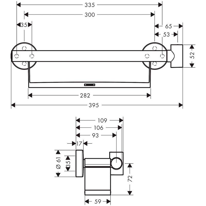 Image secondaire de hansgrohe Unica Poignée d'appui Comfort avec tablette et support de douchette, blanc/chromé, 26328400