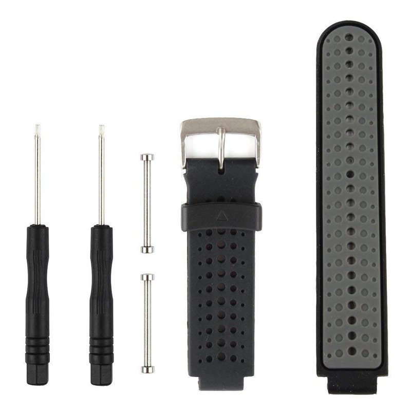 Fit-power Bracelet de rechange pour montre connectée Garmin Forerunner 220/230/235/620/630 Noir/gris Taille unique, noir/gris, R