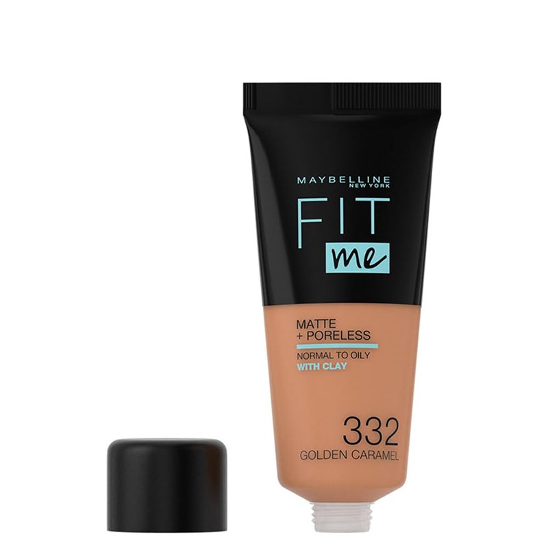 Image secondaire de Maybelline New-York - Fond de teint Fluide Fit Me Matte & Poreless - Peaux normales à grasses - Teinte : 332 Caramel Doré - 30 m