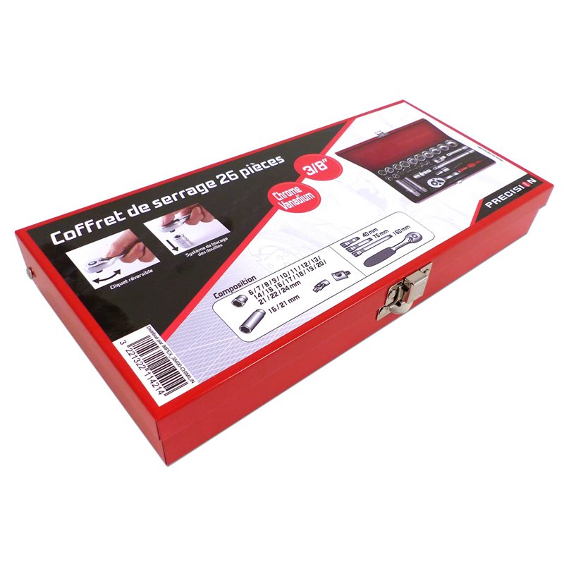 Image secondaire de PRECISION STEEL Coffret cliquet + Douilles 3/8