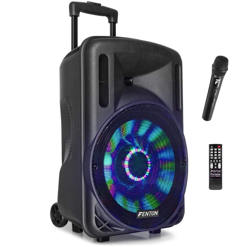 Fenton FT12LED Enceinte Sono Portable LEDs Bluetooth avec Batterie Intégrée - 700 Watts, Modes Lumineux, 12 Pouces, Télécommande
