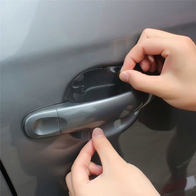 SHOP-STORY - Protecteurs Adhésifs Transparents pour Portes de Voiture Derrière Les Poignées - Pack de 4 Protections