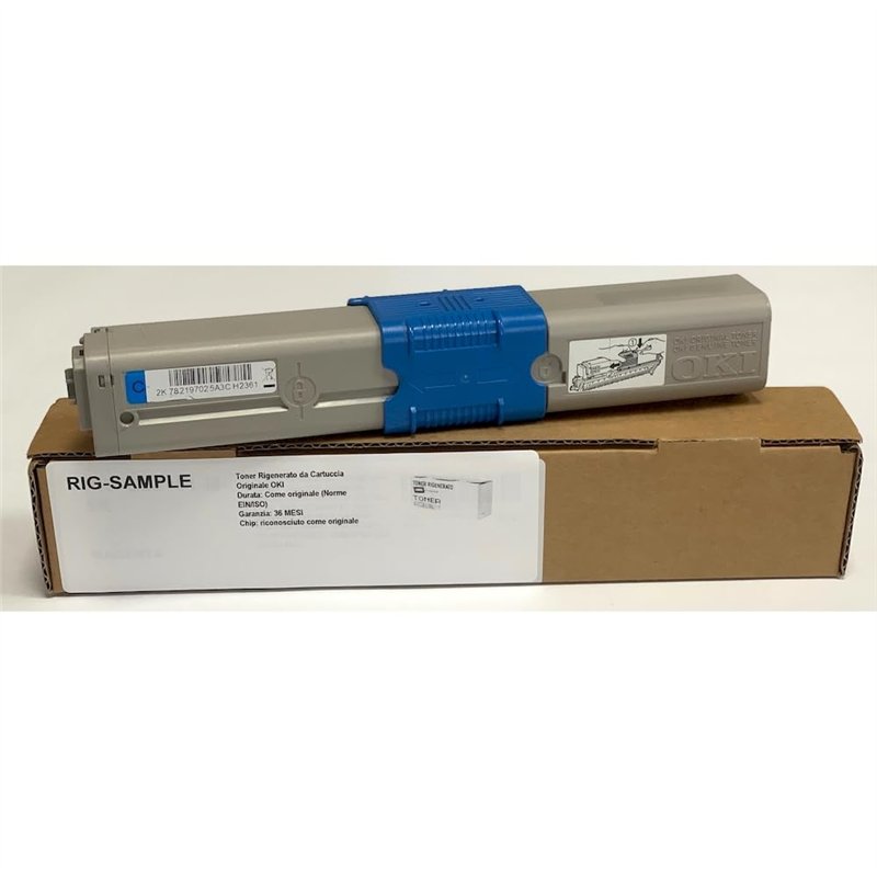Toner OKI 44469724 pour C510 C530 MC561 C511 C531 MC562 n dn dnw - Cyan - 5,000 Pages - Régénéré Made in Italy