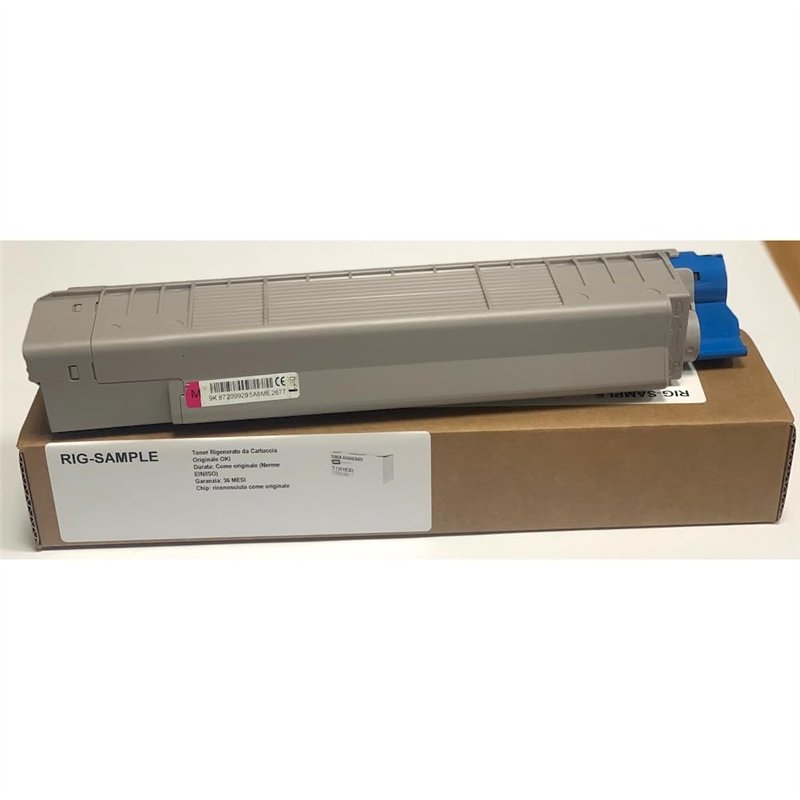 Toner OKI 44643002 pour C801n C821n C 801 821 - Magenta - 7.300 Pages - Régénéré Made in Italy
