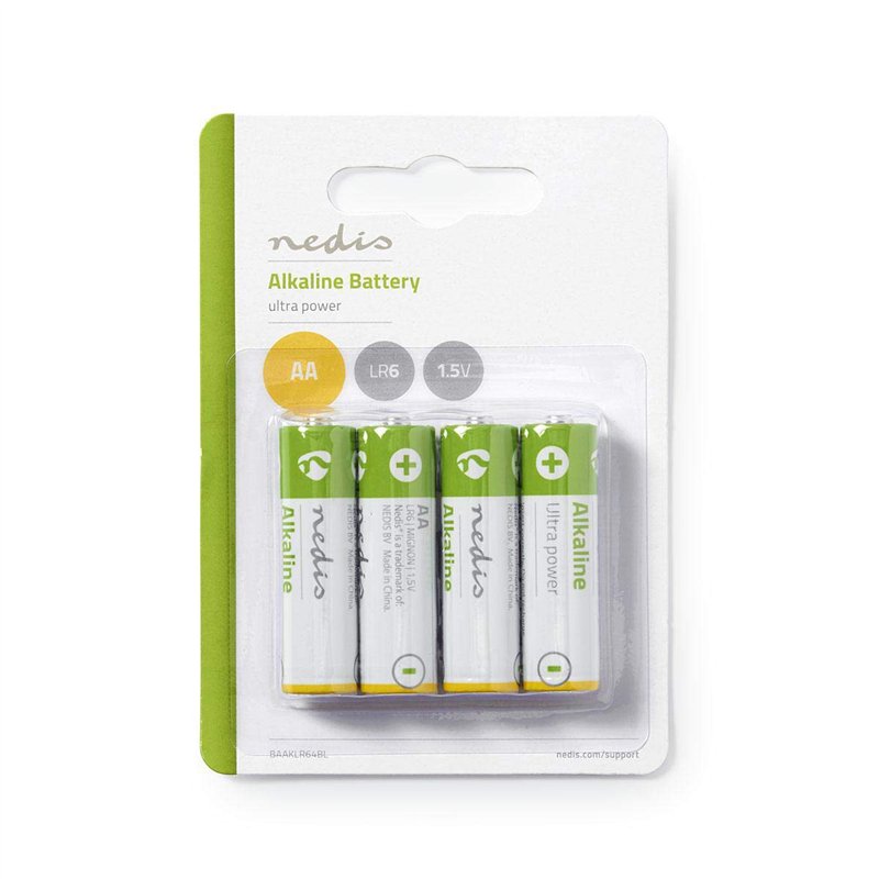 Nedis Lot de 4 Piles alcalines AA 1,5 V