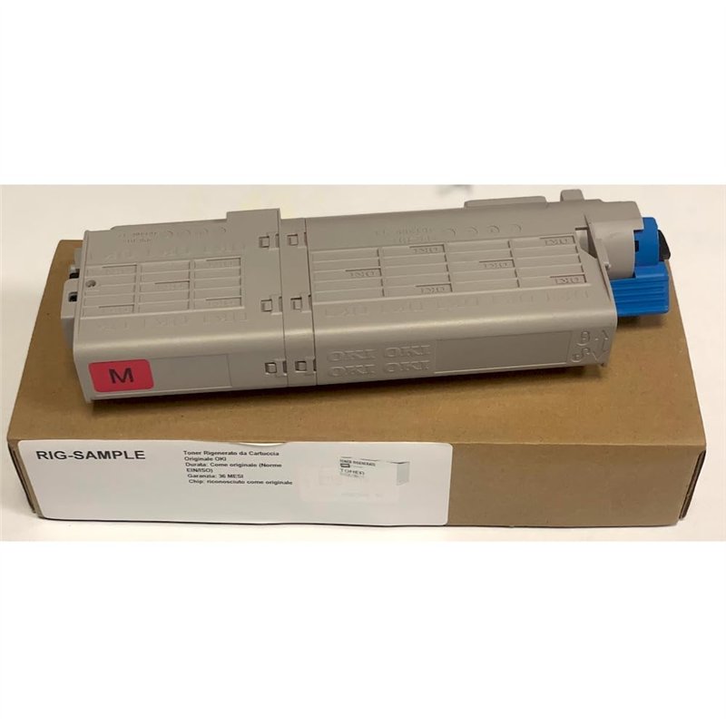 Toner OKI 46490606 pour C532 C542 MC563 MC573 532 542 573 563 - Magenta - 6.000 Pages - Régénéré Made in Italy