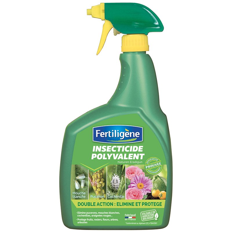 FERTILIGENE FVEGPAL - Pulvérisateur Insecticide Polyvalent Prêt à L'emploi 800 ml - A base d'huile végétale de Colza - Elimine d