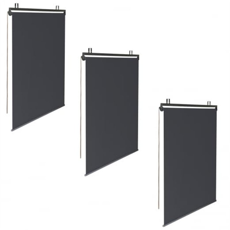 IDMarket - Lot de 3 Stores enrouleurs L.124 x H. 225 CM pour pergola Gris Anthracite