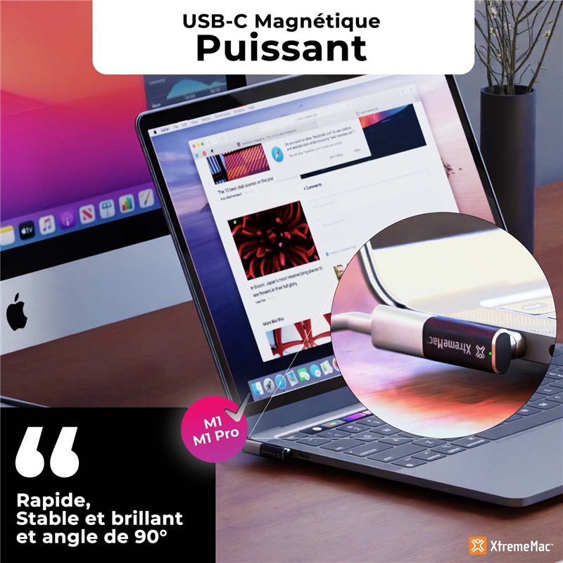 Image secondaire de XtremeMac Adaptateur Magnétique de Type C, chargement rapide 100W et transfert de données 10 Gb/s pour MacBook, iPad et tout app