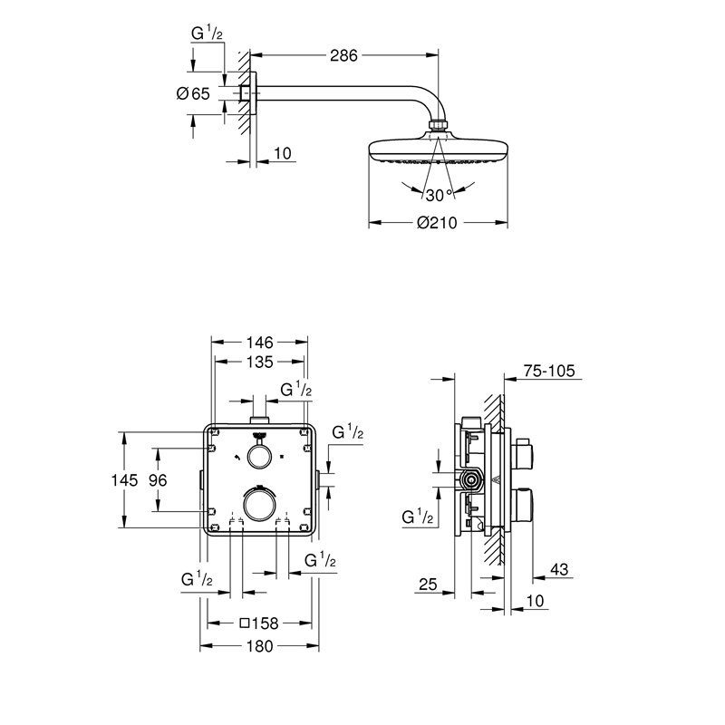 Image secondaire de GROHE 34728000 Grohtherm Set de Douche Tempesta 21,