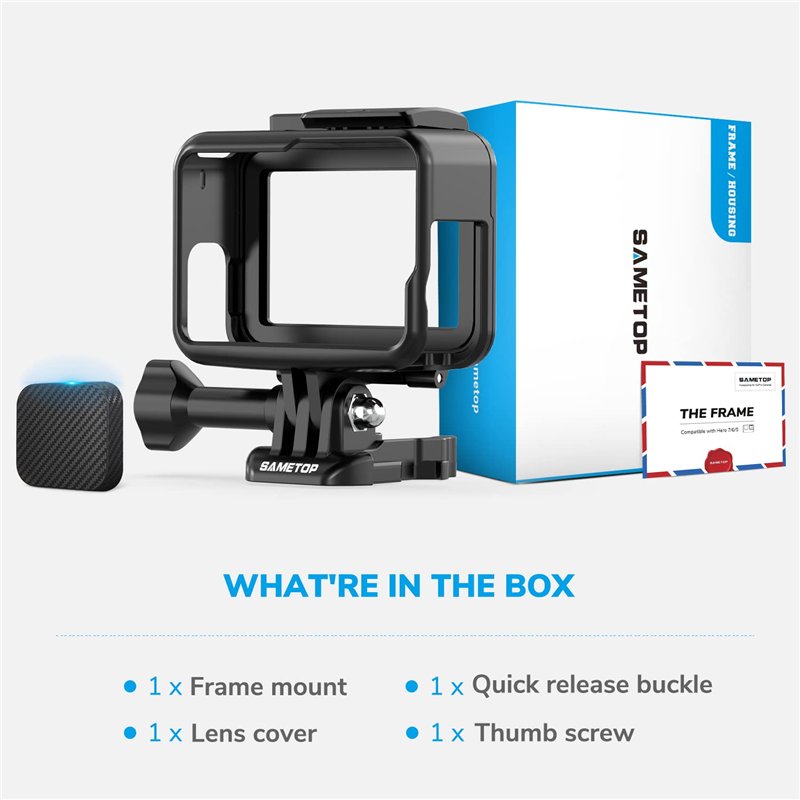 Image secondaire de Sametop Frame Boîtier Cadre Compatible avec Les Caméras GoPro Hero 7 Black, 7 Silver, 7 White, Hero 6 Black, Hero 5 Black, Hero