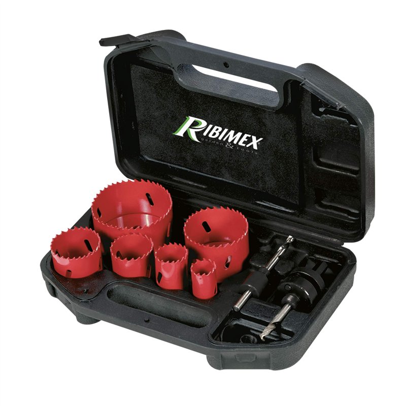 ribimex PRSCDX9MM/V Mallette 6 scies Cloches en Acier M3 pour matériaux Multiples, Rouge et Noir