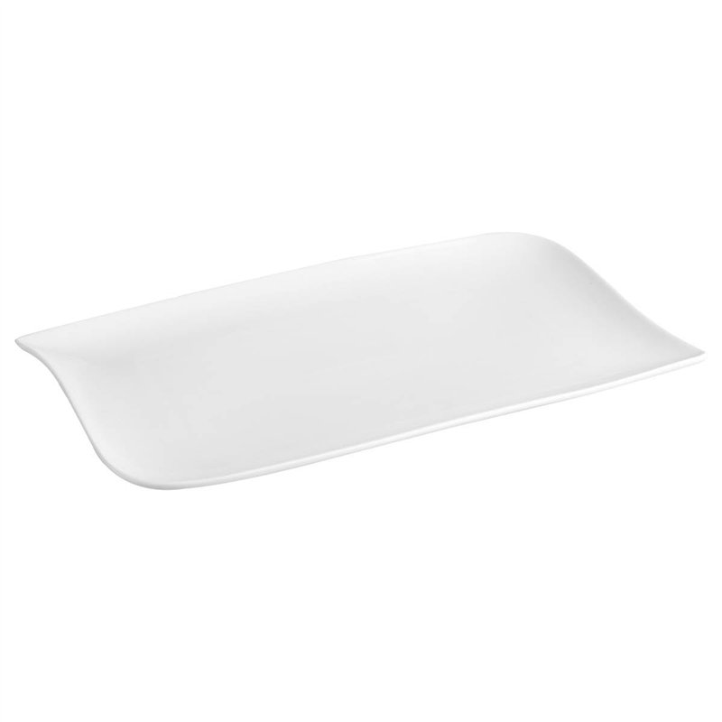 Image secondaire de Set De 6 Assiettes Plates Rectangulaire Design Vague - 33 Cm X 20 Cm - Porcelaine