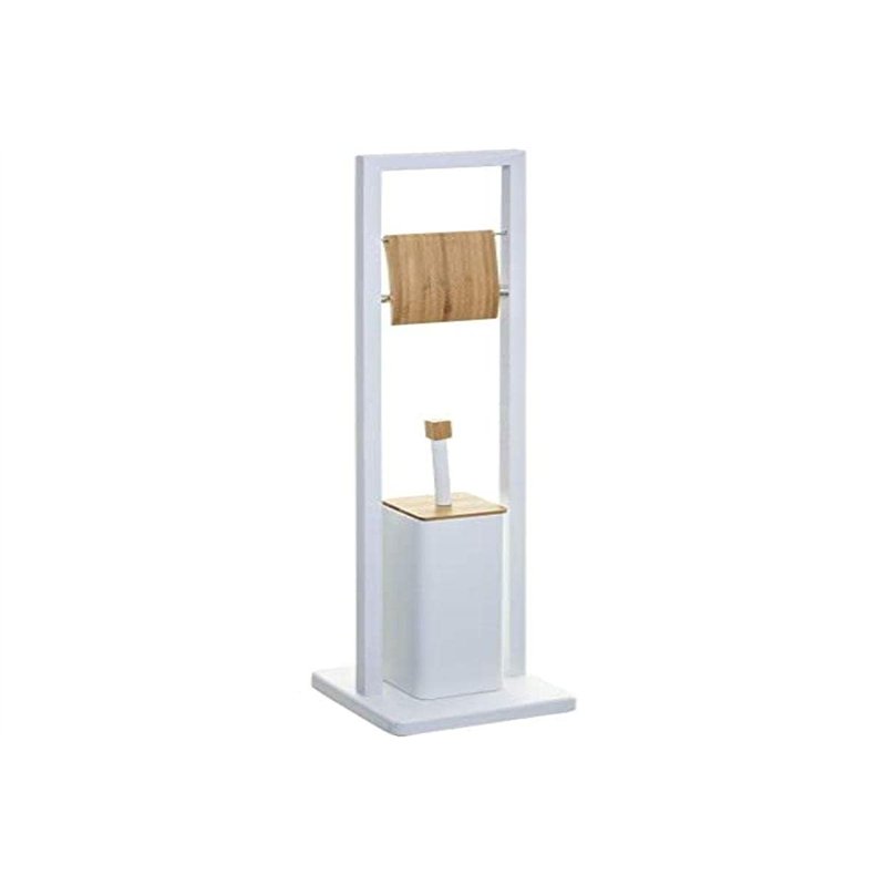 jja Brosse WC et Dérouleur Natureo Blanc Metal et Bambou