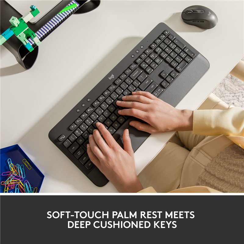 Image secondaire de Logitech Signature K650, Clavier sans fil Ergonomique Entier avec Repose-Poignets, QWERTY US International - Gris