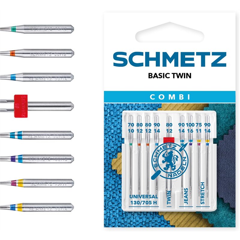 SCHMETZ Aiguilles pour machines à coudre | Set de 9 Pièces | 4 Aiguilles Universelles (Universal) | 2 Aiguilles Stretch | 2 Aigu