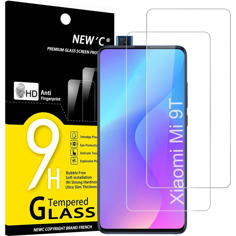 NEW'C Lot de 2, Verre Trempé pour Xiaomi Mi 9T, Mi 9T Pro, Film Protection écran efficace contre les Rayures - Ultra Résistant (