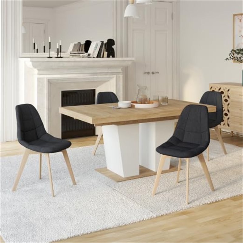 Image secondaire de IDMarket - Lot de 4 chaises scandinaves Gaby Grises en Tissu pour Salle à Manger