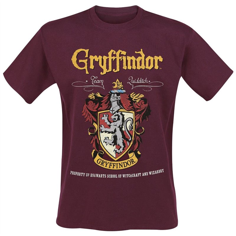 Harry Potter Gryffondor Homme T-Shirt Manches Courtes Rouge L 100% Coton Regular/Coupe Standard