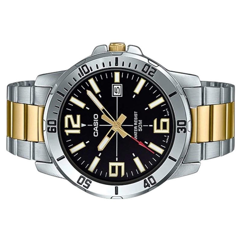 Image secondaire de Casio MTP-VD01SG-1BV Men's Enticer Two Tone Stainless Steel Black Dial Casual Analog Sporty Watch