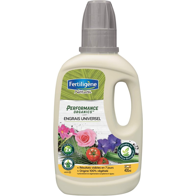 FERTILIGENE NATUREN POEUN4 - Engrais Liquide Performance Organics Universel UAB 400 ml -Résultats dès 1 semaine -Plantes ornementales