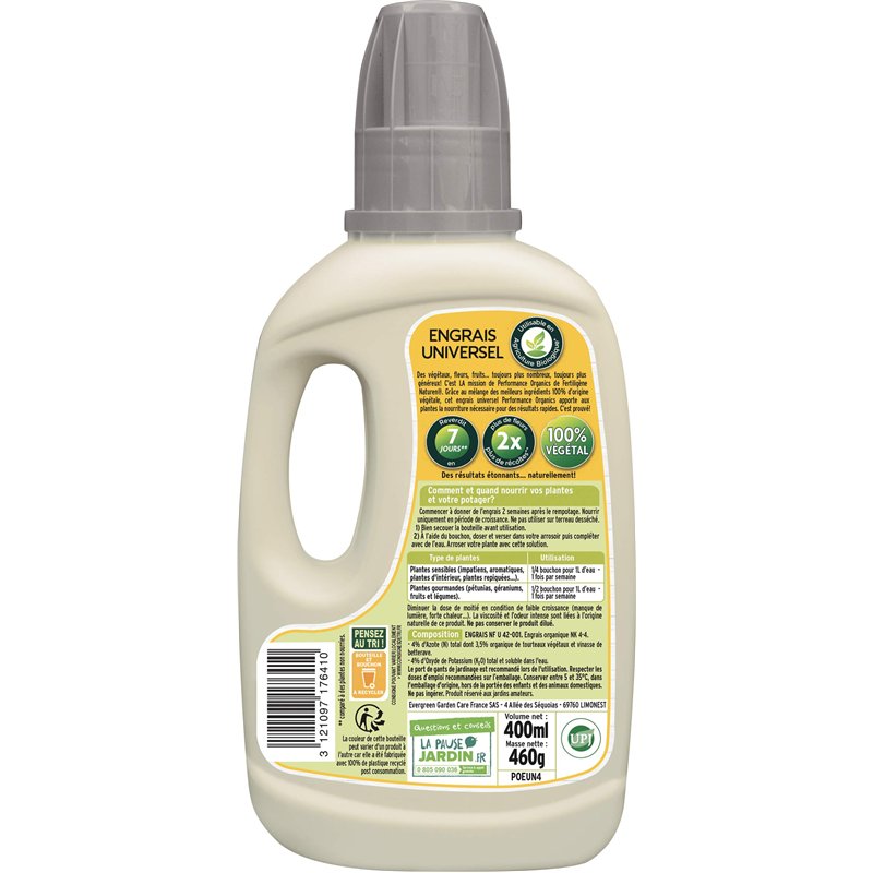 Image secondaire de FERTILIGENE NATUREN POEUN4 - Engrais Liquide Performance Organics Universel UAB 400 ml -Résultats dès 1 semaine -Plantes ornementales