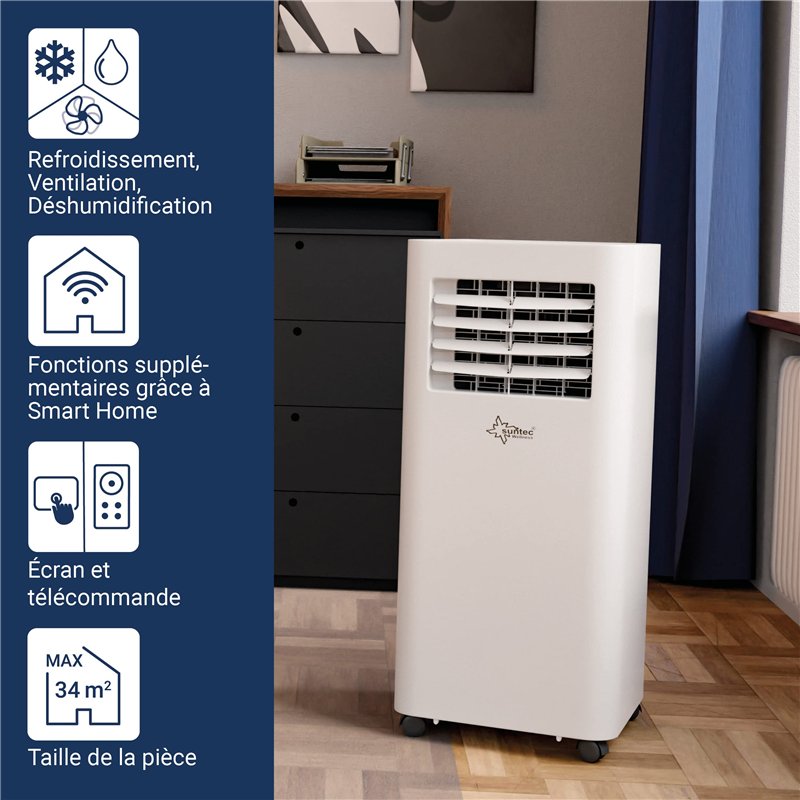 Image secondaire de SUNTEC Climatiseur Mobile CoolFixx 2.6 Eco R290 - Climatiseur Portable, Déshumidificateur, Ventilateur, Minuterie programmable,