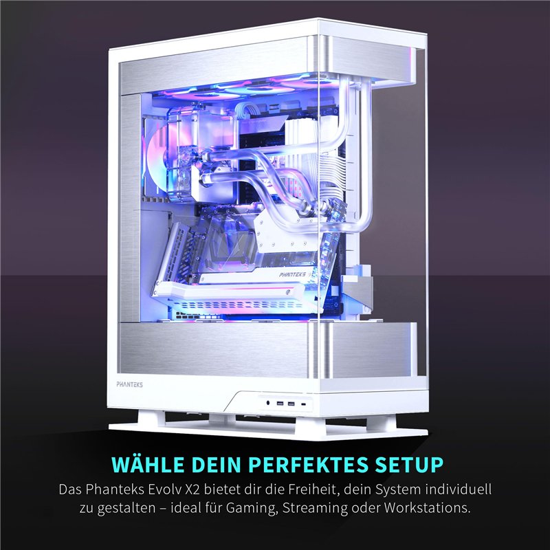 Image secondaire de Phanteks Evolv X2, châssis de Jeu mi-Tour, système de Refroidissement Vertical, châssis en Verre trempé Transparent, Panneau int