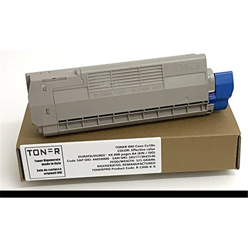 Toner OKI C610 C610N C610dn 610 - Noir - 8000 pages - Code OKI 44315308 - EAN 5031713045861 - Régénéré Made in Italy