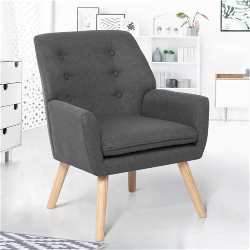 Image secondaire de IDMarket - Fauteuil scandinave NAT en Tissu Gris Anthracite