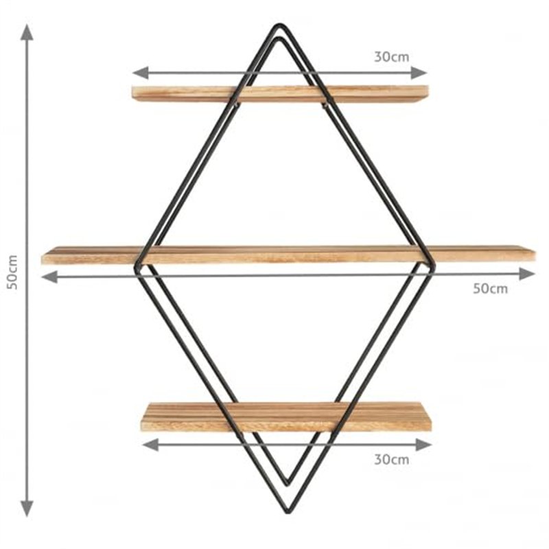 Image secondaire de IDMarket - Etagère murale losange LILY 3 niveaux bois et métal design industriel