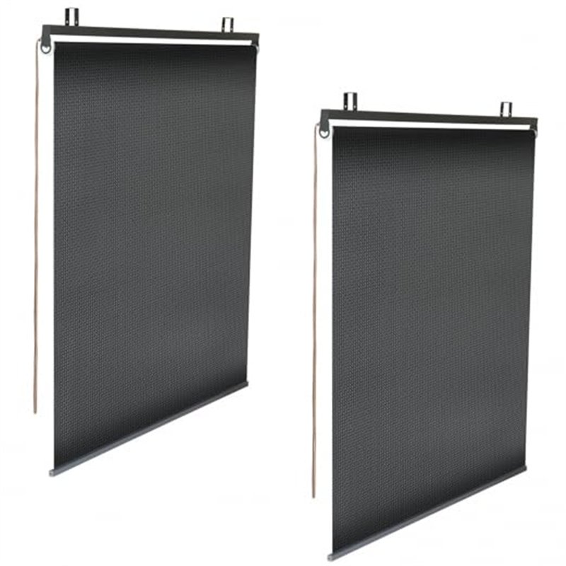 IDMarket - Lot de 2 Stores enrouleurs tamisants L.124 x H. 225 CM pour pergola Noir