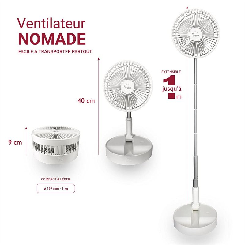 Image secondaire de Villages de Provence Ventilateur extensible pliable portable - Blanc