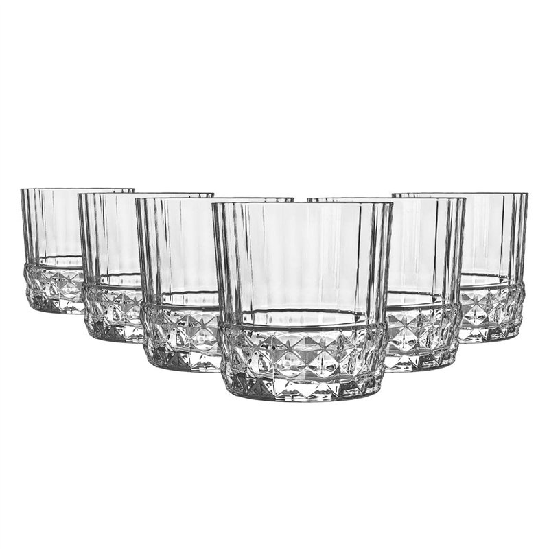 Bormioli Rocco 6X Clear 370ml America '20s Verres de Whisky' 20s - Vintage Art Deco Scoch Whisky Tumblers