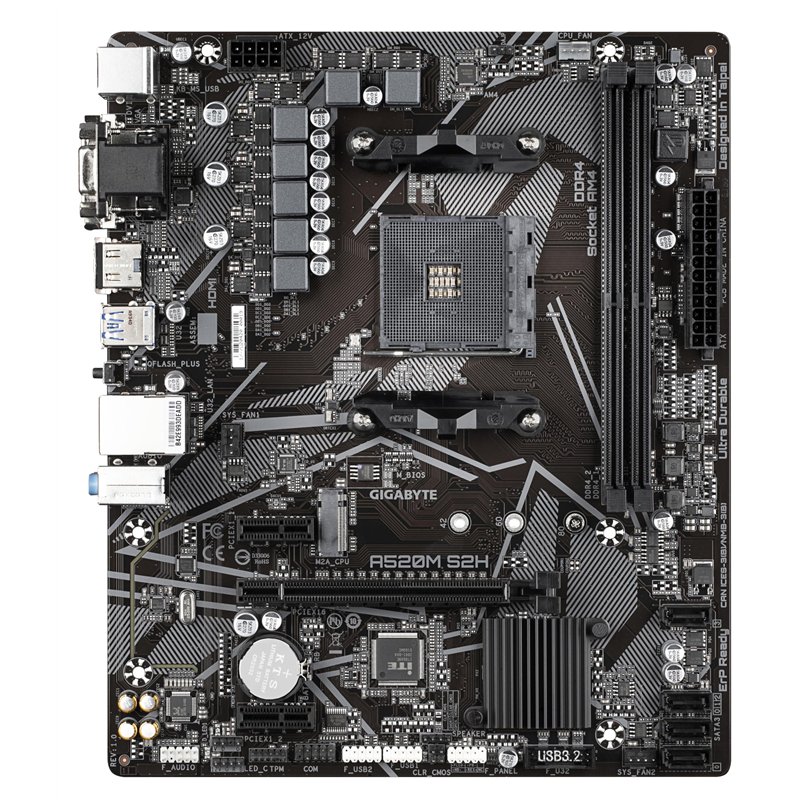 Image secondaire de GIGABYTE Carte mère A520M S2H - Prend en charge les processeurs AMD Ryzen série 5000 AM4, VRM numérique pur 4+3 phases, jusqu'à
