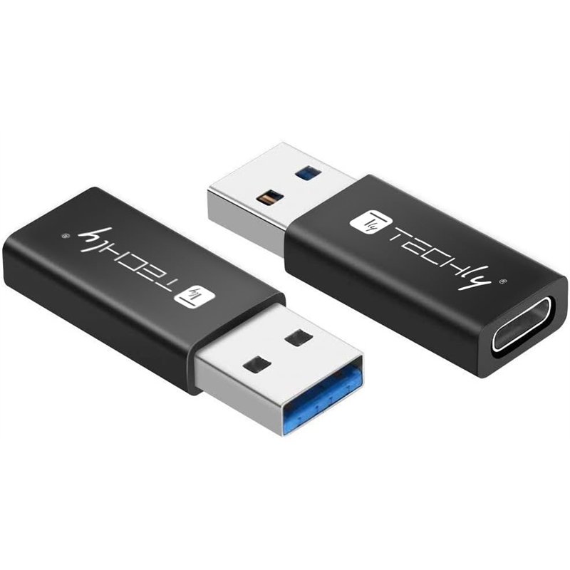 Techly 361414 Mini Convertisseur USB-A 3.0 Mâle à USB-C™ Femelle Noir