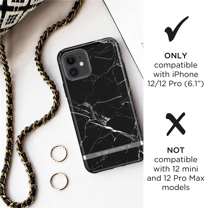 Image secondaire de Richmond & Finch Compatible avec iPhone 12 / iPhone 12 Pro Coque de Téléphone Conçu, 6.1 Pouces, Marbre Noir, étuis Testés Contr