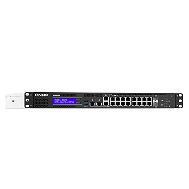 Image secondaire de QNAP QGD-1602P-C3758-16G commutateur réseau Géré Connexion Ethernet, supportant l'alimentation Via ce Port (PoE) Noir