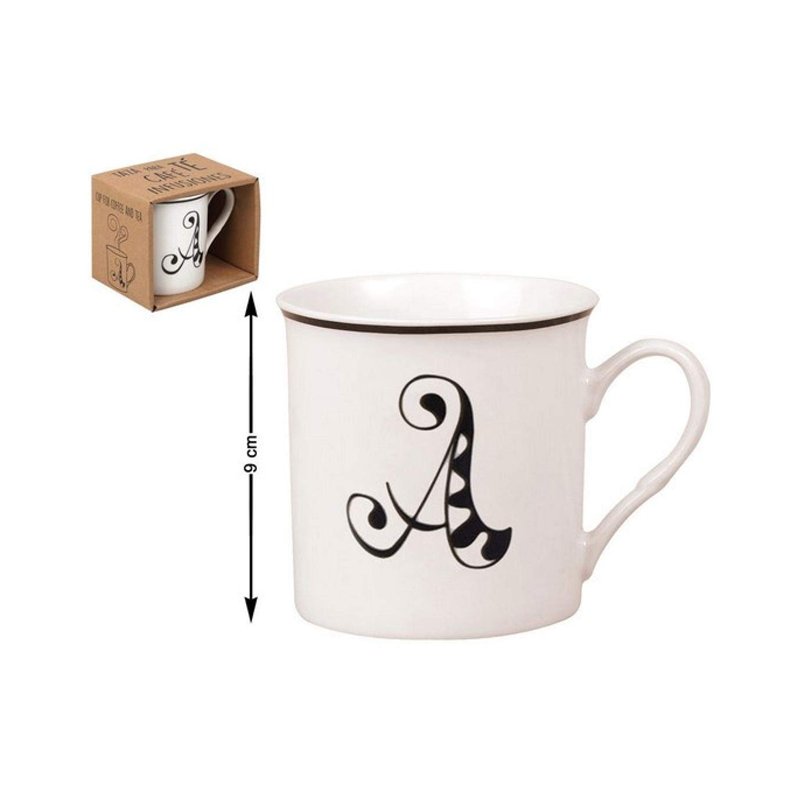 Atosa Tasse en céramique blanche 310 ml 9 x 9 x 9 cm lettre V