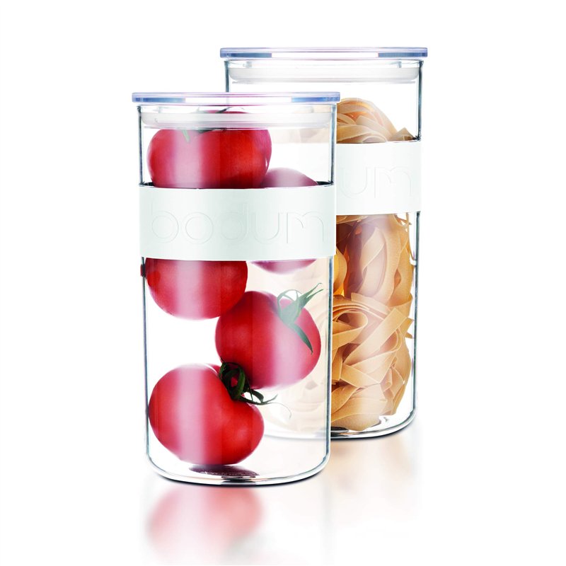 Bodum PRESSO Set de 2 bocaux Conservation en Plastique, avec Couvercle hermétique, 2.0 l